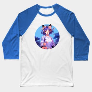 Cat girl digital anime painting Baseball T-Shirt